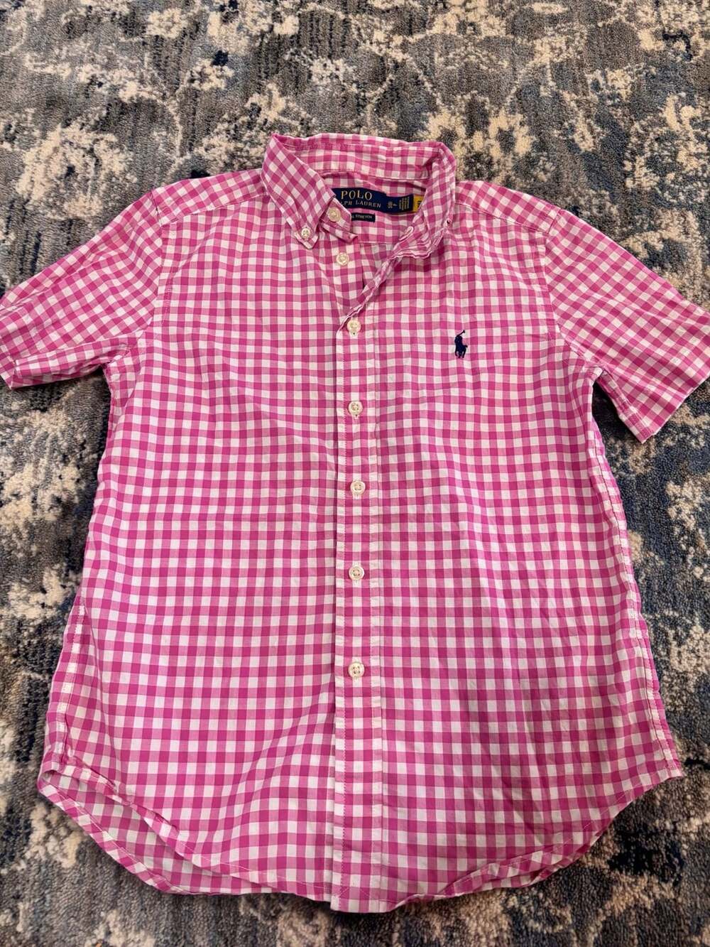 Boys Polo Ralph Lauren Gingham Poplin Shirt Size S 8 Pink
